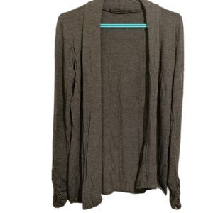 Shawl collar open front cardigan sweater, size XS, charcoal grey